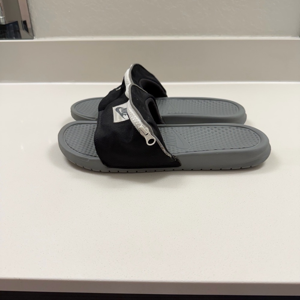 Nike Black and Gray Fanny Pack Slides